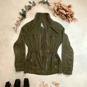 Old Navy Olive Military Green Twill Field Utility Full Zip Jacket Outerwear